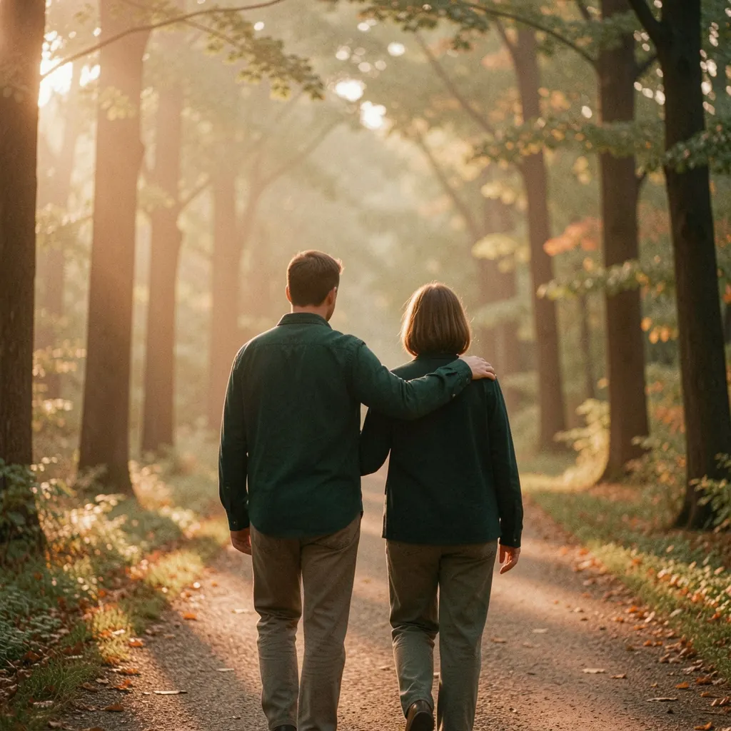 A quiet path representing the twelve months of family aftercare that follow an intervention