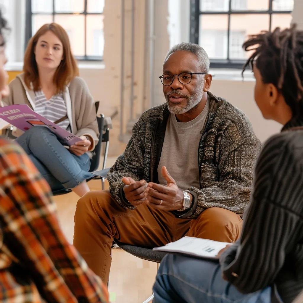 Group therapy session illustrating various addiction intervention services available in New York
