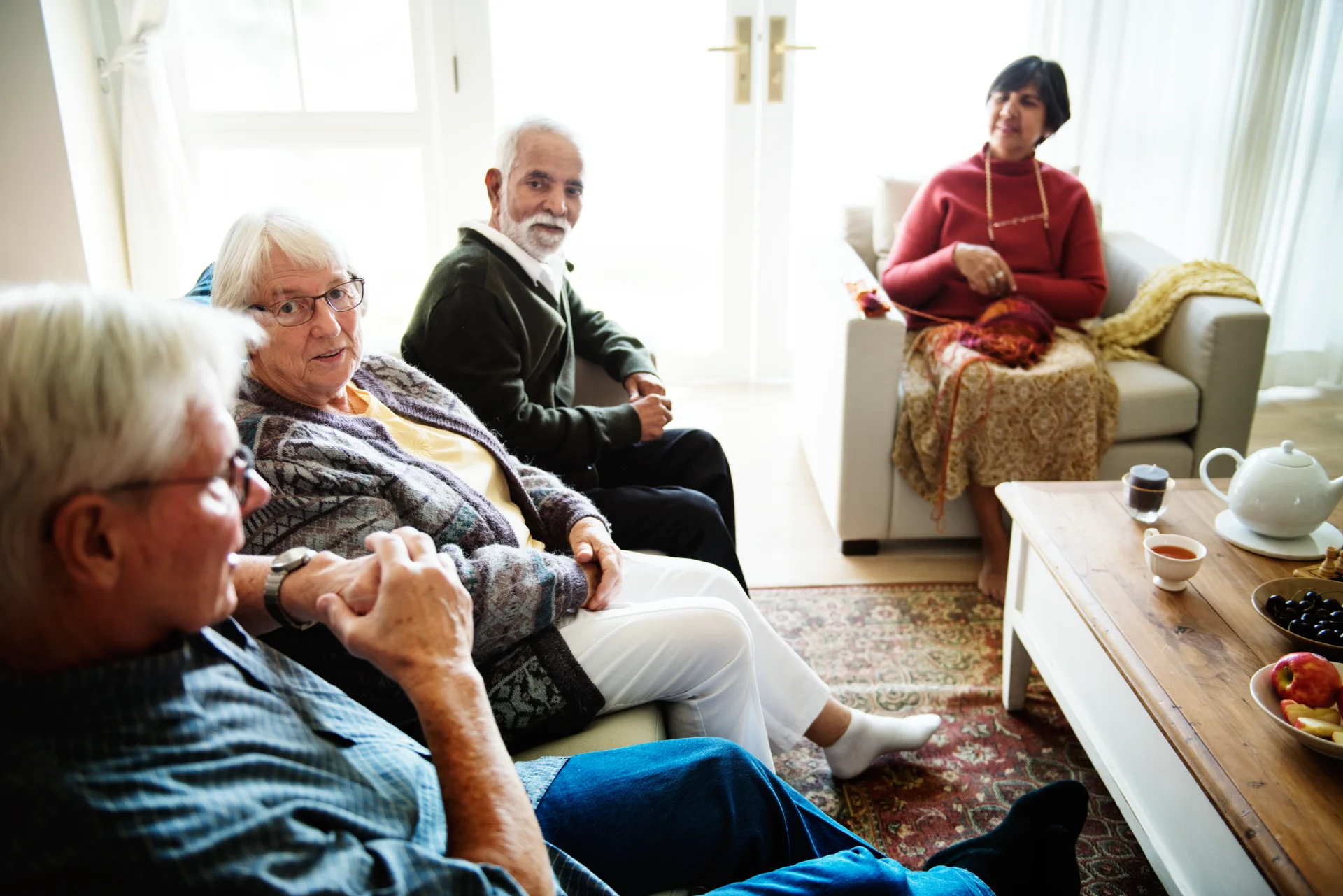 family gathered in the living room
